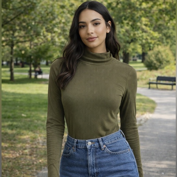 SO Tops - SO Olive Long Sleeve Turtleneck Top